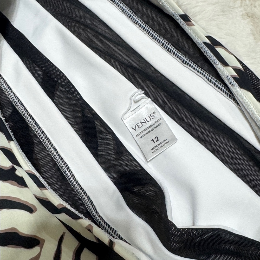 Venus High-Waist Zebra Print Bikini Bottoms - Black & Cream - Picture 3 of 3